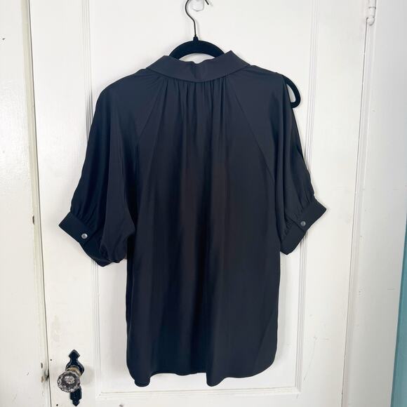 Lafayette 148 NY Silk Split Sleeve Button Down Blouse Top Career Designer 10 Ten - Picture 5 of 12